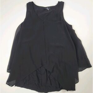 I.N. San Francisco Sleeveless Black Layered Blouse Size 8